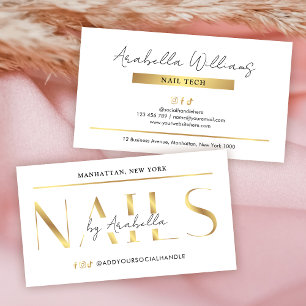 Glam Gold Luxury Modern Manicure Nail Artist Salon Business Card