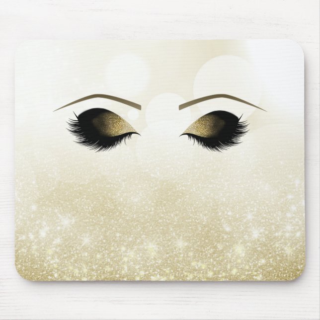 Glam Gold Makeup Eyes & Lashes Personalized Mouse Pad (Front)
