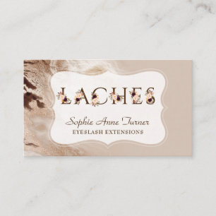 Glam Gold Marble Floral Letter EyeLash Extensions Business Card