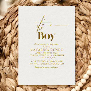 Glam Gold Minimalist Baby Shower Invitation