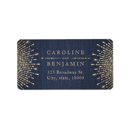 Glam gold navy deco vintage return address label