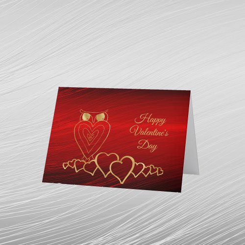 Glam Gold Owl Heart Valentine Holiday Card