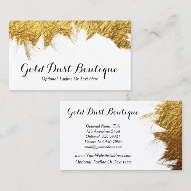 Glam Gold Paint on White - Modern Stylist Boutique Business Card (Front/Back)