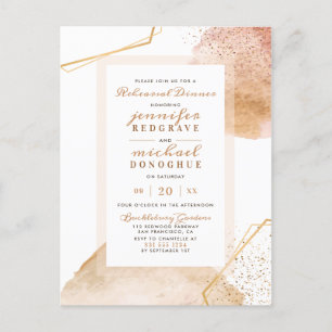 Glam Gold Painted Dots Geometric Rehearsal Dinner Invitation Postcard