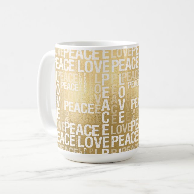 Glam Gold Peace Love    Coffee Mug (Front Left)