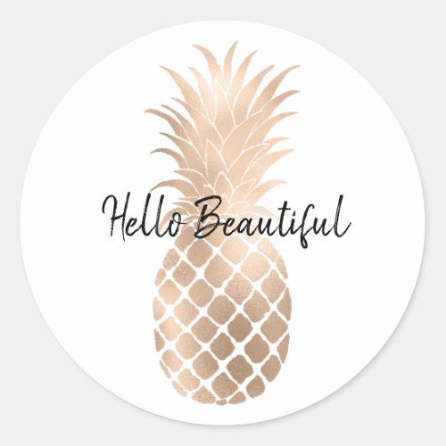 Glam Gold Pineapple Classic Round Sticker