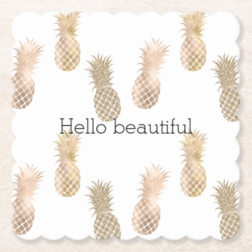 Glam Gold Pineapples Paper Coaster