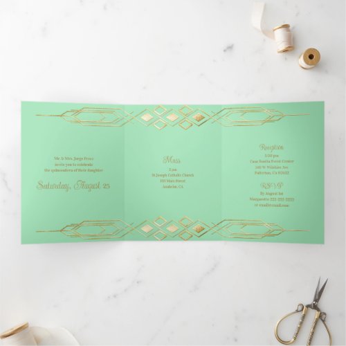 Glam Gold Quinceanera Party Invitation