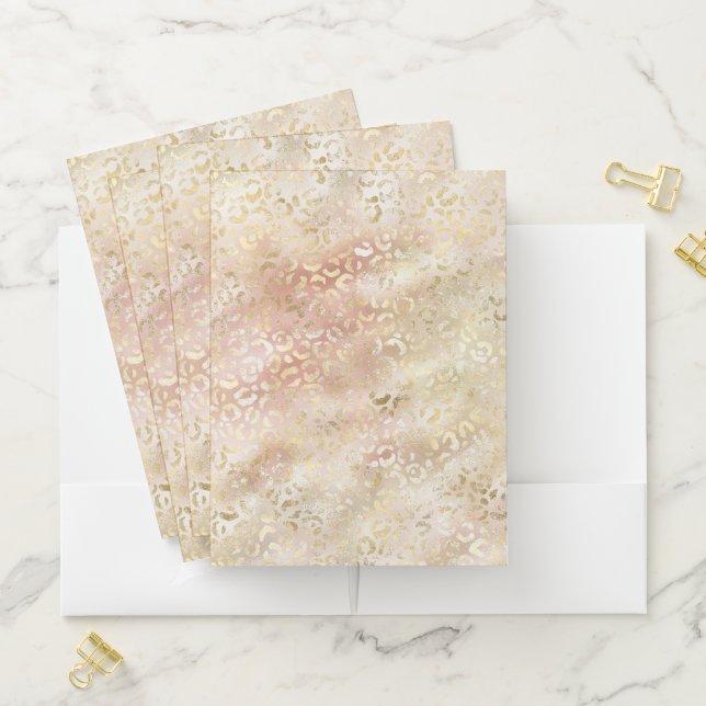 Glam Gold Rose Blush Pink Leopard Print            Pocket Folder (In Situ)