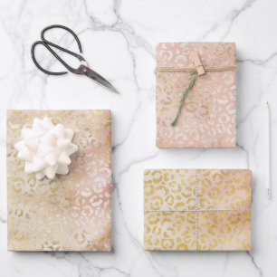 Glam Gold Rose Blush Pink Leopard Print Wrapping Paper Sheets