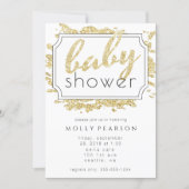 Glam Gold Sparkle Black and White Baby Shower Invitation (Front)
