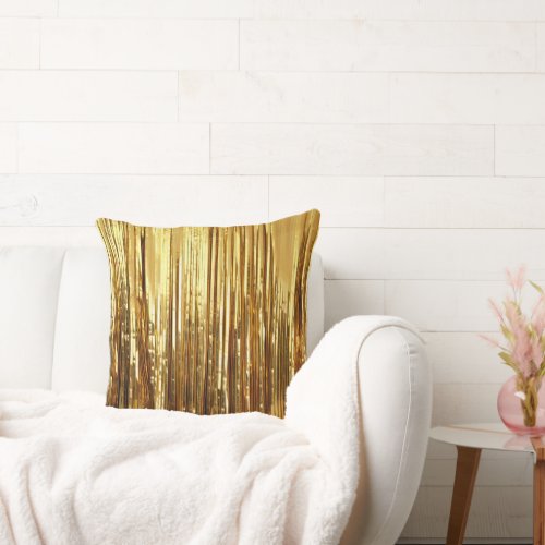 Glam Gold Sparkle Stripes  Throw Pillow