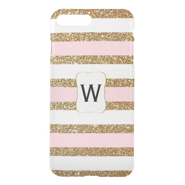 Glam Gold Stripes Clear iPhone7 Plus Case (Back)