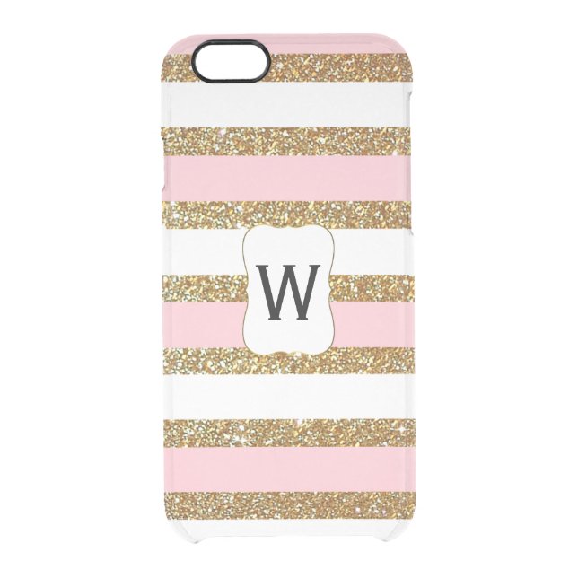 Glam Gold Stripes Clear iPhone 6 Case (Back)