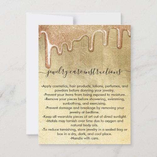 Glam Gold Thick Glitter Drips Jewelry Care Card