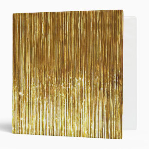 Glam Gold Tinsel Stripes 3 Ring Binder