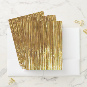 Glam Gold Tinsel Stripes Pocket Folder
