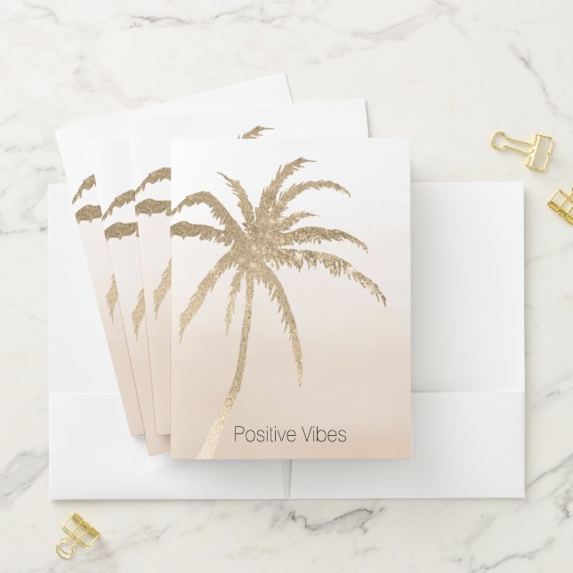  Glam Gold Tropical Palm ombre        Pocket Folder (In Situ)