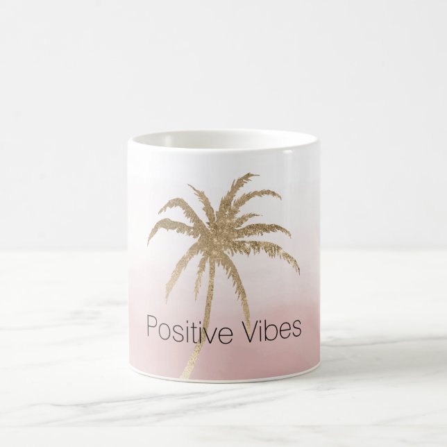 Glam Gold Tropical Palm Pink ombre           Coffee Mug (Center)