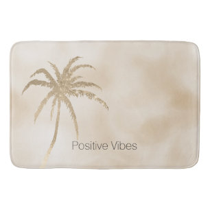 Glam Gold Tropical Palm Tree Ombre Bath Mat