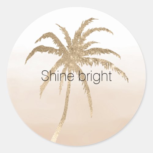 Glam Gold Tropical Palm Tree Ombre   Classic Round Sticker