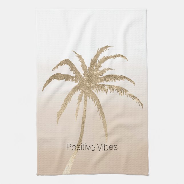 Glam Gold Tropical Palm Tree Ombre      Kitchen Towel (Vertical)