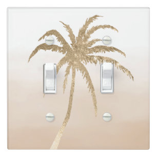 Glam Gold Tropical Palm Tree Ombre Light Switch Cover