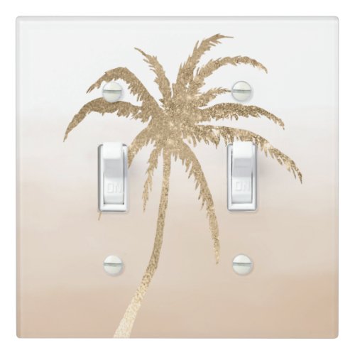 Glam Gold Tropical Palm Tree Ombre  Light Switch Cover