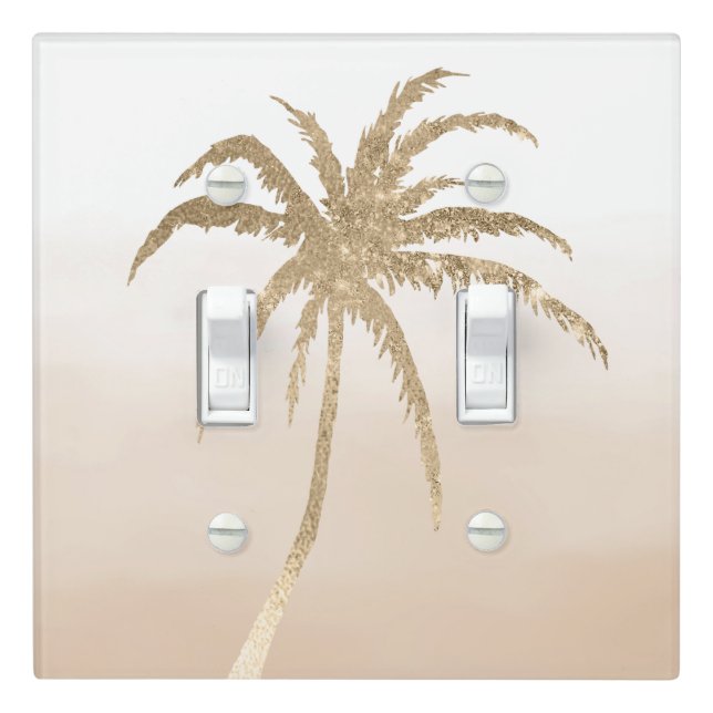 Glam Gold Tropical Palm Tree Ombre  Light Switch Cover (In Situ)