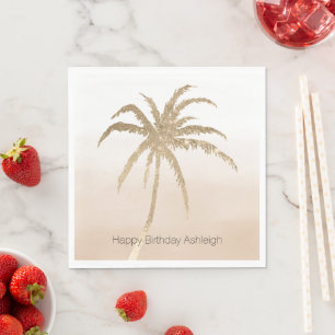 Glam Gold Tropical Palm Tree Ombre     Napkins