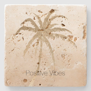 Glam Gold Tropical Palm Tree Ombre    Stone Coaster