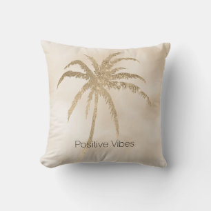 Glam Gold Tropical Palm Tree Ombre            Throw Pillow
