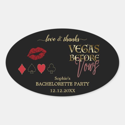 Glam Gold Vegas Before Vows Casino Bachelorette Oval Sticker