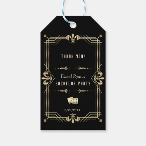 Glam Gold Vegas Casino Royale Bachelor Party  Gift Tags