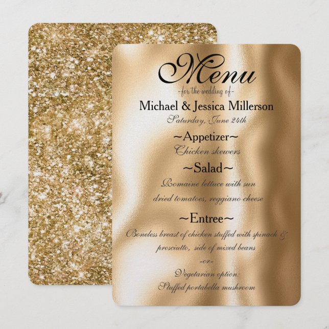 Glam Gold Wedding Menu (Front/Back)