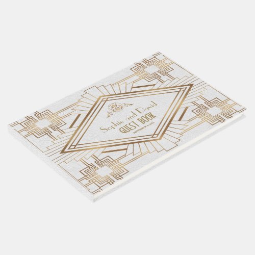 Glam Gold White Great Gatsby Wedding Guest Book