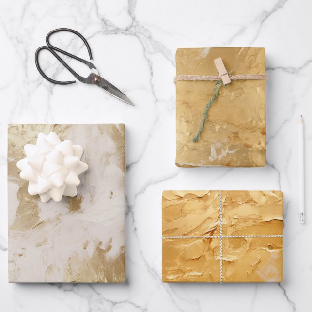 Glam Gold White Paint (look) Wrapping Paper Sheets (Front)