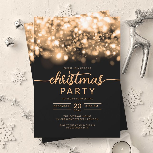 Glam Gold Winter Sparkling Company Xmas Party  Invitation (Glam Gold Winter Sparkling Company Xmas Party Invitation)