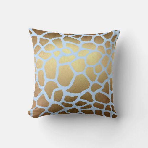 Glam Golden Blue Giraffe Safari Skin Throw Pillow
