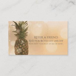 Glam Golden Pineapple Elegant Refer a Friend Card