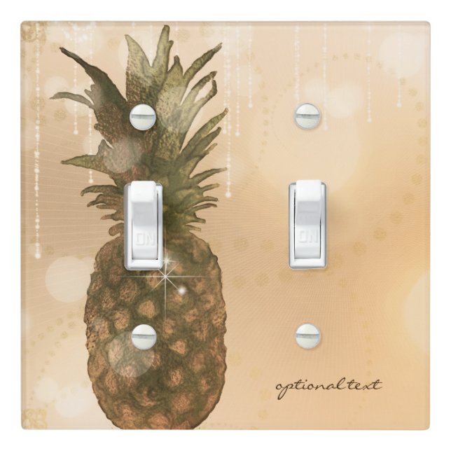 Glam Golden Pineapple Elegant Tropical Custom Light Switch Cover (In Situ)