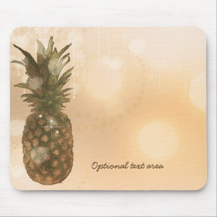 Glam Golden Pineapple Elegant Tropical Custom Mouse Pad