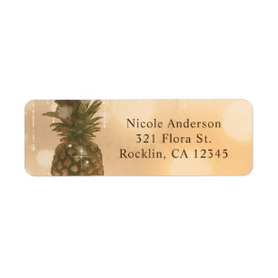 Glam Golden Pineapple Elegant Tropical Invitation Label