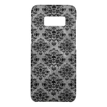 Glam Goth Mini Skull Damask Pattern Black Gray Case-mate Samsung Galaxy S8 Case by its_sparkle_motion at Zazzle