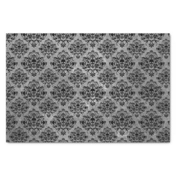 Glam Goth Mini Skull Damask Pattern Black Gray Tissue Paper by its_sparkle_motion at Zazzle