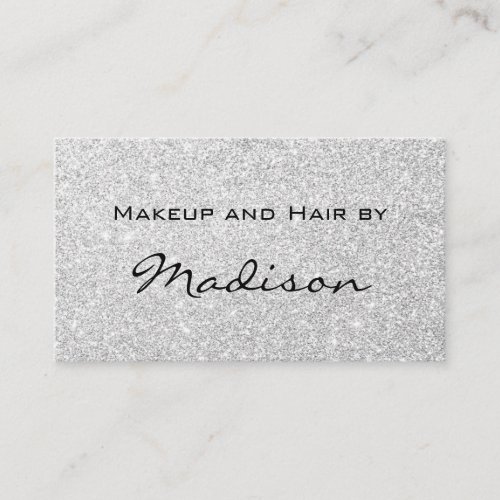 Glam Gray Silver Glitter Sparkles Makeup Artist Business Card