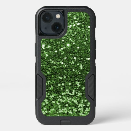 Glam Green Faux Glitter Fun Print iPhone 13 Case