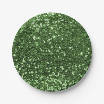 Glam Green Faux Glitter Sparkle Print Paper Plates by its_sparkle_motion at Zazzle