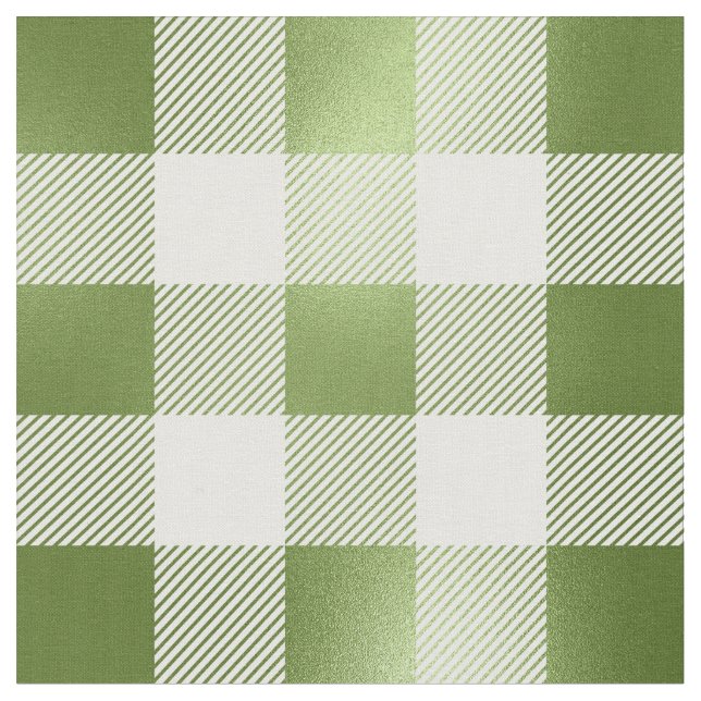 Glam Green White Inch Square Buffalo Plaid Fabric (Close Up)