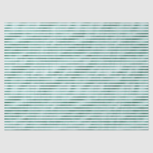 Glam Green White Stripes Tissue Paper (Front)